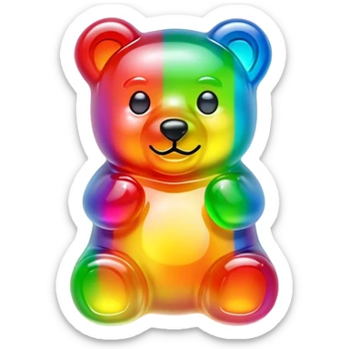 A neon rainbow gummy bear sticker