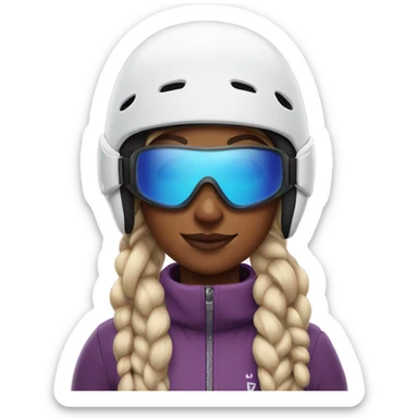Cool girl with braids and a ski helmet and ski goggles  sticker