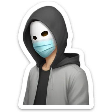 Anime guy with mask on and degital clasess hid his face sticker