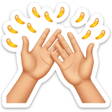 Realistic hands clapping, joyful celebration, focus on hands, motion blur, bright background sticker