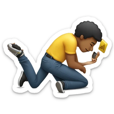 person laying on their stomach and holding their phone in front of their face while kicking their legs sticker