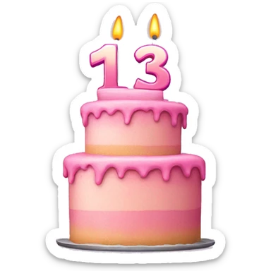 Birthday cake that says 13 at the top that’s pink sticker