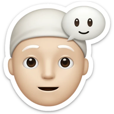 A very simple white stickman with no dostinc features but a mouth with awhite bubble chat above his head sticker