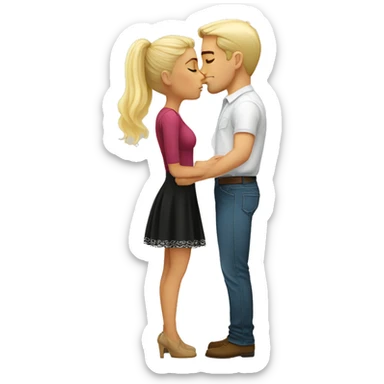 Short mexican girl kisses tall blonde man sticker