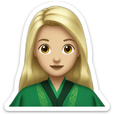 Blonde girl wearing Slytherin green robe sticker