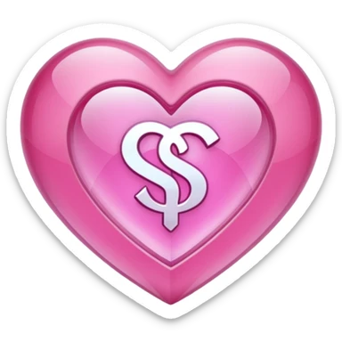 Pink heart shaped crystal with a $ carved in the center of the crystal. sticker