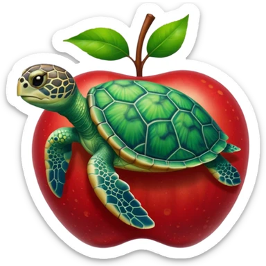 sea turtle, apple emoji sticker
