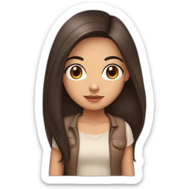 cute latina girl with straight long dark hair brown eyes sticker