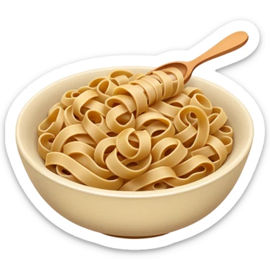 realistic bowl of whole wheat pasta with visible brownish noodles, appetizing sticker
