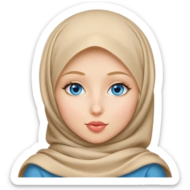 Hijab Girl with blond hair blue eyes beautiful finish and sending lovely heart kisses  sticker