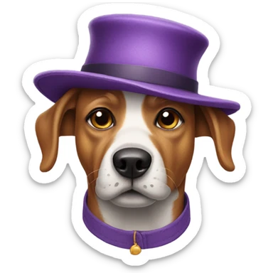 purple dog with hat  sticker