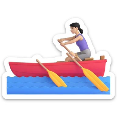 woman rowing a pink boat sticker