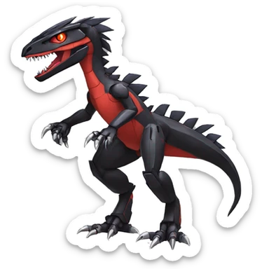  Cool Edgy Black Red Digimon-Fakemon-Guilmon-Velociraptor-Dragon-Mecha full body sticker