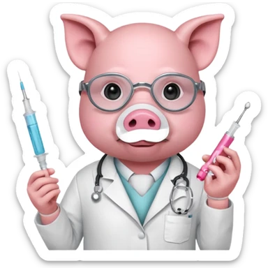 Pig doctor with mask and syringe.














 sticker