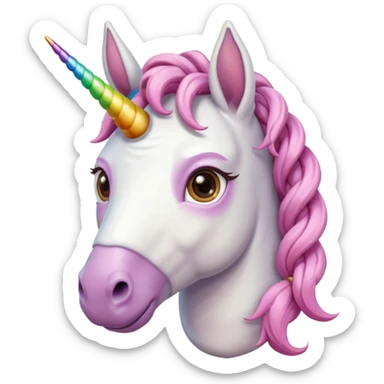 braided unicorn wiith big visible braids looking into the camera spectacled sticker