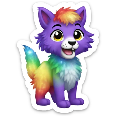 Furry, sparkle, rainbow, animal, anthro, full body, fursona sticker