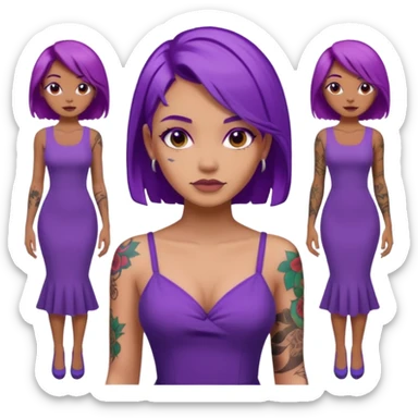 women with tatoos and hightlight that tatoos with purple hair and different color dresses sticker