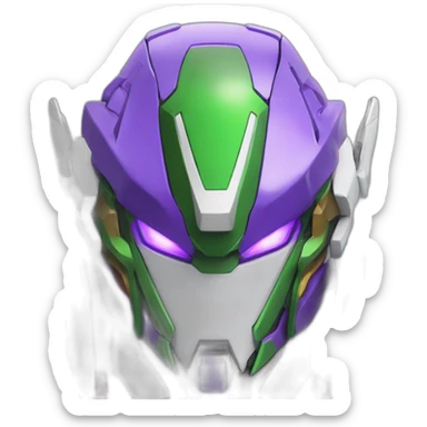 purple and green gundam barbatos face sticker