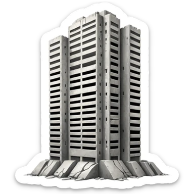 A high-rise building that is cracking and collapsing sticker
