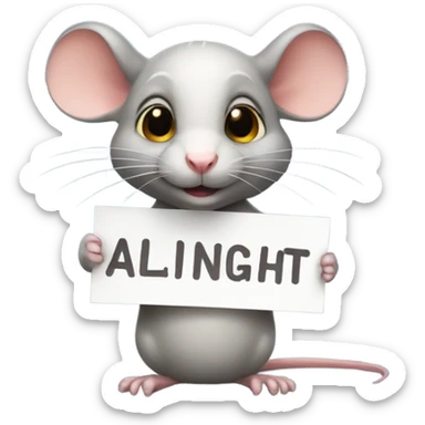 A cute rat holds a sign with the inscription "ALINGHT" sticker