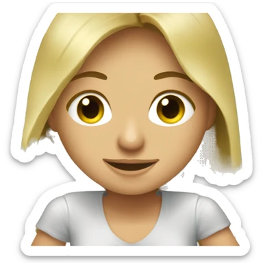 a bowl of guacamole held by a blonde girl with long hair sticker