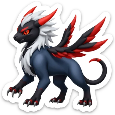 Handsome cool badass edgy Absol-Litten-Darkrai-Giratina-Yveltal-Pokémon-Fakémon-fusion-hybrid-creature sticker