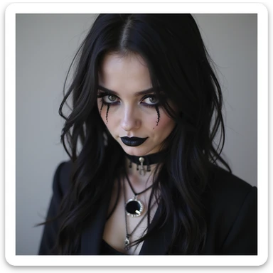 BLACKPINK inspired goth emoji, photorealistic style, dark makeup, edgy fashion sticker