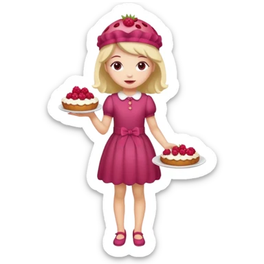 Raspberry torte human full body and legs girl with a raspberry barrette on her head sticker