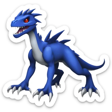  Cool Edgy Black Blue Digimon-Fakemon-Guilmon-Velociraptor-Dragon full body sticker