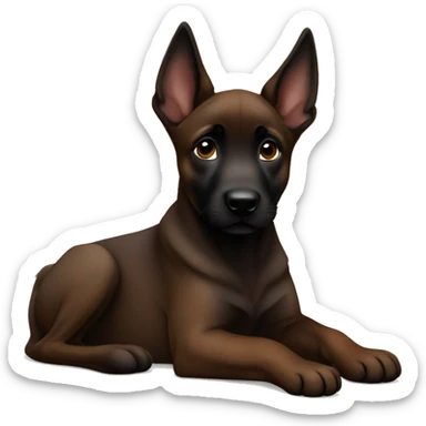 Dark brown malinois puppy  sticker