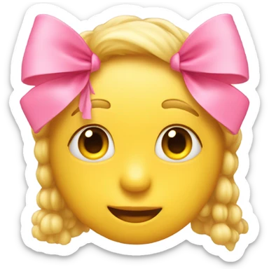regular yellow emoji but has lashes and a pink bow on top sticker