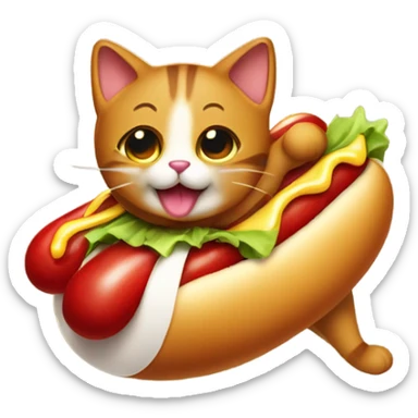 Cat wearing a hot dog costume  sticker