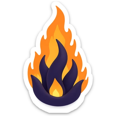 Remove the face and ensure there is no red color. Keep the black flame with no background. The style should maintain the original look but with these edits. sticker