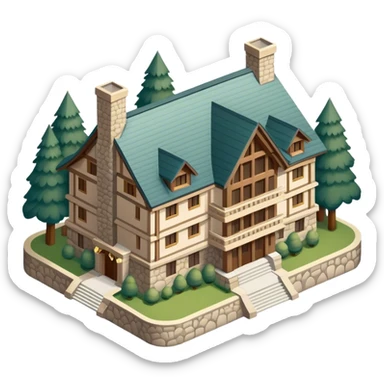 The Ahwahnee Lodge, isometric exterior view  sticker