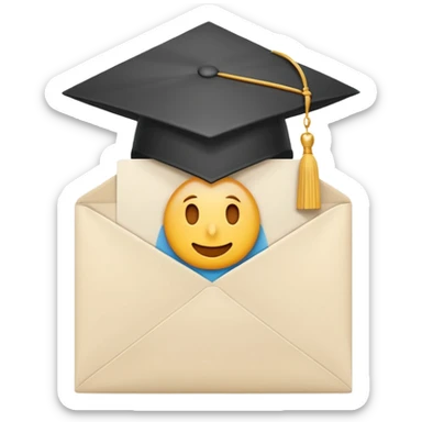 A simple emoji-style icon of a white manila envelope with subtle paper texture, clean edges, and a small graduation NUMBER  2022-photo icon on the front, graduation icon  sticker