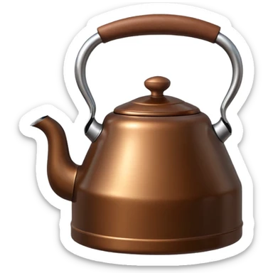 GENERATE A BROWN KETTLE WITH LING BODY HAVING HANDLE AT RIGHT SIDE sticker