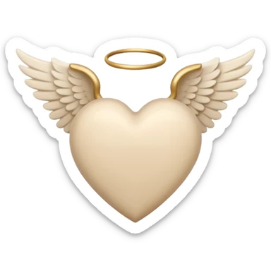 beige heart with white angel wings sticker
