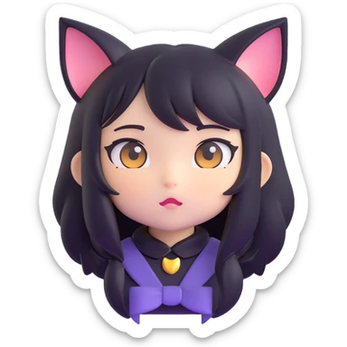 chibi anime catgirl face, playful sticker