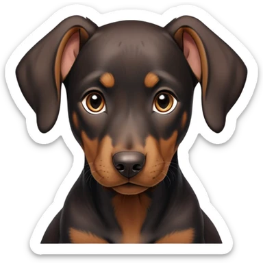 cinematic-noble-doberman puppy-portrait-emoji,-poised-and-regal,-with-a-strong,-athletic-build-and-a-lustrous,-well-groomed-black and tan fur,-deep-set-soulful-brown-eyes,-simplified-yet-sharp-and-sophisticated-features,-highly-detailed, sticker