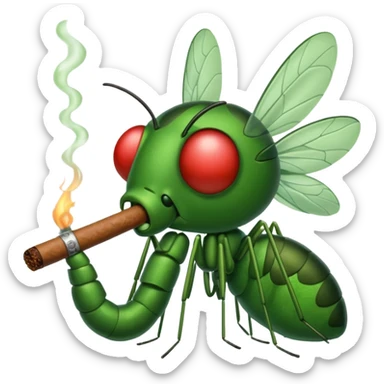 mosquito verde fumando un cigarro sticker