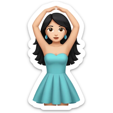Black hair Latina girl back looking away dress strapless arms up sticker