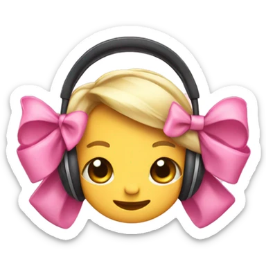 Cute pink bows on headphone  sticker