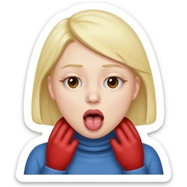 Hands on throat tongue out and eyes rolled back sticker