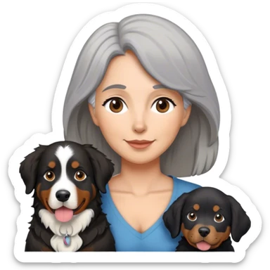 Gray hair dog mom with Bernese mountain dog and black lab sticker