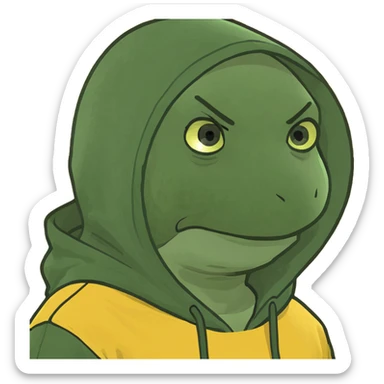 bright and expressive male visionary, fair skin, tousled golden hair, wide joyful eyes, wearing a green hoodie over a yellow tee, one hand raised with a glowing lightbulb, waist-up, front-facing sticker