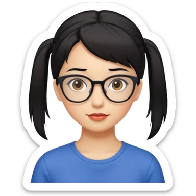 Ragazza con i capelli corti neri con una mezza coda con gli occhiali e gli occhi marroni sticker