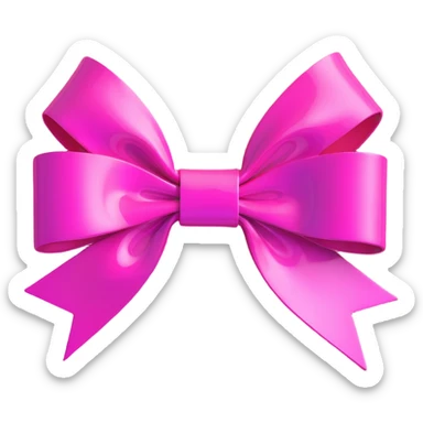 3D emoji style bow, hot pink, holographic shine sticker