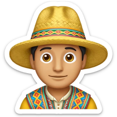classic yellow emoji of a Peruvian wearing a traditional hat sticker