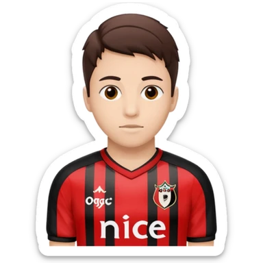 Supporter de L’ogc Nice. Maillot de foot rouge et noir (bandes) logo Kappa. Et logo de L’ogc Nice original. sticker