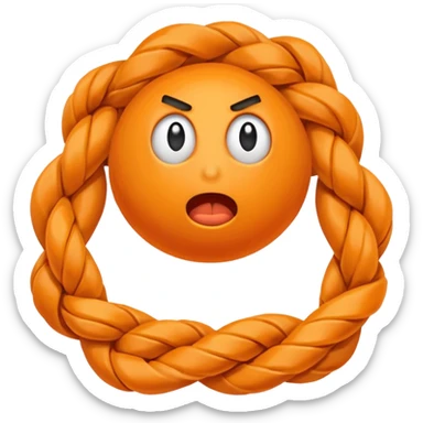 can i have an image of an orange Knotted rope feeling frustrated sticker